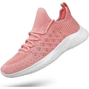 Women's Pink Slip-On Walking Shoes Lightweight Breathable Non-Slip Sneaker